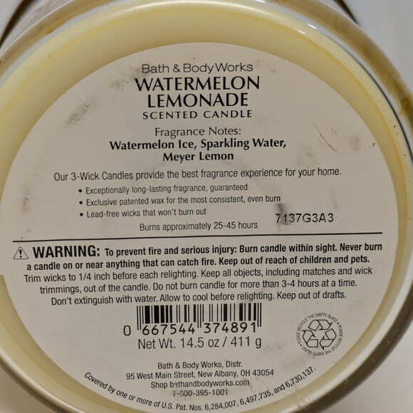 NEW! Bath & Body Works Watermelon Lemonade- 3-Wick Jar Candle - Picture 4 of 4
